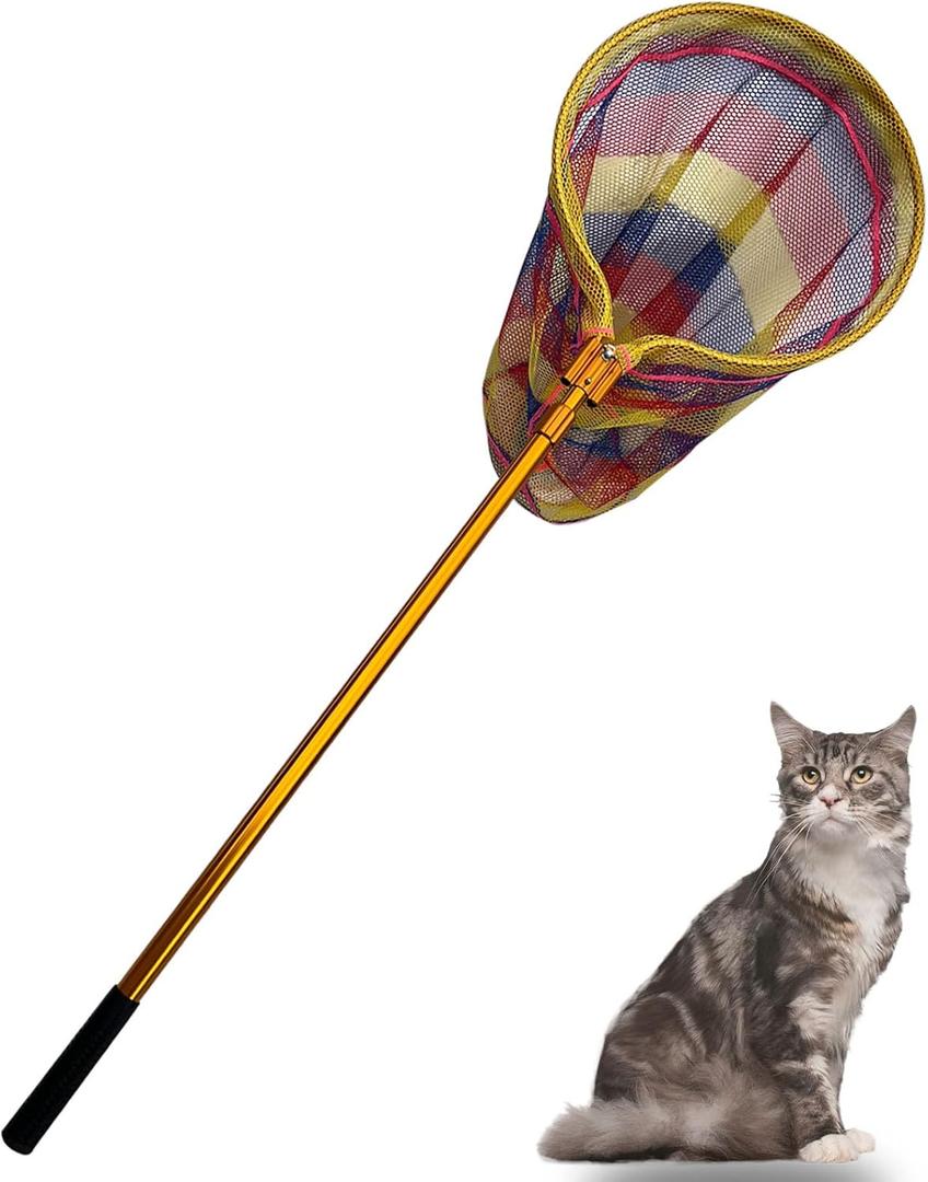 Animal Catch Pole Control Tool,Multi-Functional Catcher Net for Dog,Cat,Rabbit,Chicken,Duck,Goose,Fish,Bird,Raccoon and Others Poultry(67~98" Telescoping Handle with 20" Net Opening)