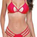 SHERRYLO Micro Bikini Extreme Thong Swimsuit for Women Sexy Bikinis Gstring Bottom Womens Two Piece Bathing Suits Swimsuits (Red, M)