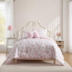 Laura Ashley - Kids Comforter Set, 100% Super Soft Toddler Bedding with Matching Shams & Bonus Decorative Pillow, Ideal Girl Room Essentials (Ballerina Divas Pink, Full/Queen)