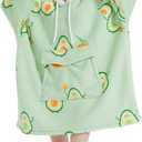 Qeils Wearable Blanket Hoodie for Women, Comfy Sherpa Sweatshirt Blanket as Birthday Christmas Gifts, Oversized Pullover Jacket Blanket Hoodie for Adult (Avocado, Adult)