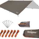 Unigear Hammock Rain Fly, 16.5/14.4/13.1/9.8ft Camping Tarp, UV Protection & Waterproof & Lightweight for Camping, Backpacking and Outdoor Adventure (Brown, 9.8 * 16.5ft)