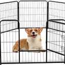 Dog Playpen Indoor, 32 inch 8 Panels Dog Fence, Metal Exercise Pen, Puppy Play Pen with Doors for Small and Medium Dogs (Black)