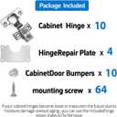 Cabinet Hinges - 10 Pack for 1/2 inch Overlay Cabinet, Face Frame Concealed 106Deg Self Closing Hinges, Stainless Soft Close Cabinet Door Hinges with Mounting Screws and Repair Plate