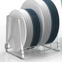 Plates Organizer for Kitchen Cabinets Space Saver, Plate and Bowl Organizer Rack, Stainless Steel Dish Storage Rack Cabinet Plate Holder for Countertop