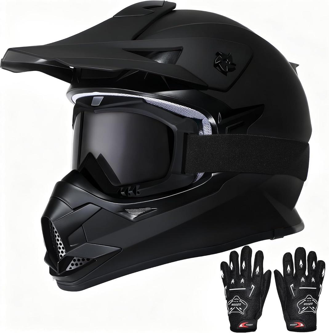 Kids Dirt Bike Helmets Youth ATV Helmet, Kids Motocross Helmet for Off Road, UTV, BMX, Street Riding Motorcycle Helmet with Goggles Gloves, DOT Approved, S