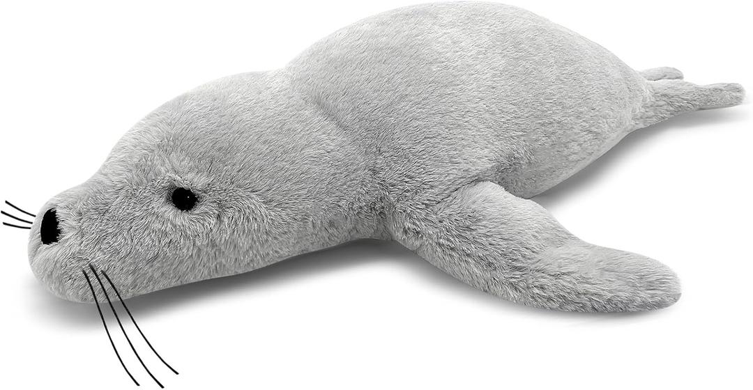 CSVBTRF Weighted Stuffed Animals, 2 lb, 23" Seal Plush Gift for Kids - Grey Hug Seal Plush Animals