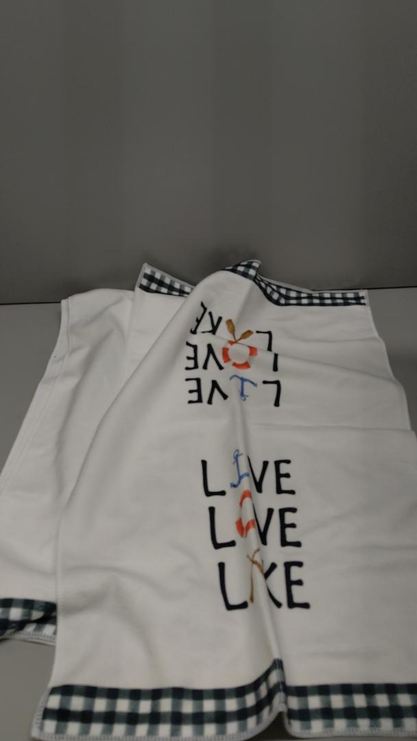 Seliem Live Love Lake House Kitchen Dish Towel Set of 2, Black White Buffalo Plaid Check Anchor Paddle Tea Bar Hand Drying Cloth, Spring Summer Farmhouse Happy Hour Decor Sign Home Decorations 18 x 26