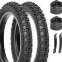 Hycline Kids Bike Replacement Tires Set2-Pack 14x2.125 Inch Premium Butyl Rubber Puncture-Resistant Folding Bicycle Tires and 2 Pcs Bike Tubes Schrader Valve with Tire Levers for BMX MTB