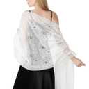 Shawls and Wraps for Evening Dresses Lace Scarfs for Women Pashmina Wedding Formal Shawl (White2)