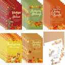 100 Sets Thanksgiving Greeting Cards with Envelopes Religious Cards with Bible Verses Pumpkin Thank You Bulk Kraft Envelopes for Fall Autumn Thanksgiving Party Supplies, 4 x 6 Inch