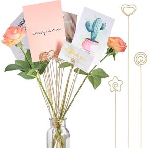 Sunnyray 30 Pieces Metal Wire Floral Picks Wire Place Card Holder Stand 13 Inch Table Name Number Picture Clips Menu Note Memo Holder for Wedding Birthday Party