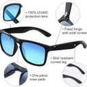 5 x SEVOS Polarized Vintage Sunglasses for Men Women With 100% UV Protection Sun Glasses (Black Black Black Frame-blue Lens)