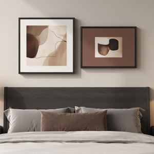 Framed Neutral Abstract Wall Art Set of 2 Bedroom, Minimalist Mid Century Modern Brown Canvas Artwork for Walls, Contemporary Print Earth Tone Wall Decor for Living Room Home Office, 24x24 & 24x18 In