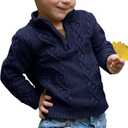 Toddler Boys' Girls' Cable Knit Pullover Sweater Quarter Zipper Long Sleeve Fall Winter Knitwear Outfit (18-24 Months, Navy Blue) 90