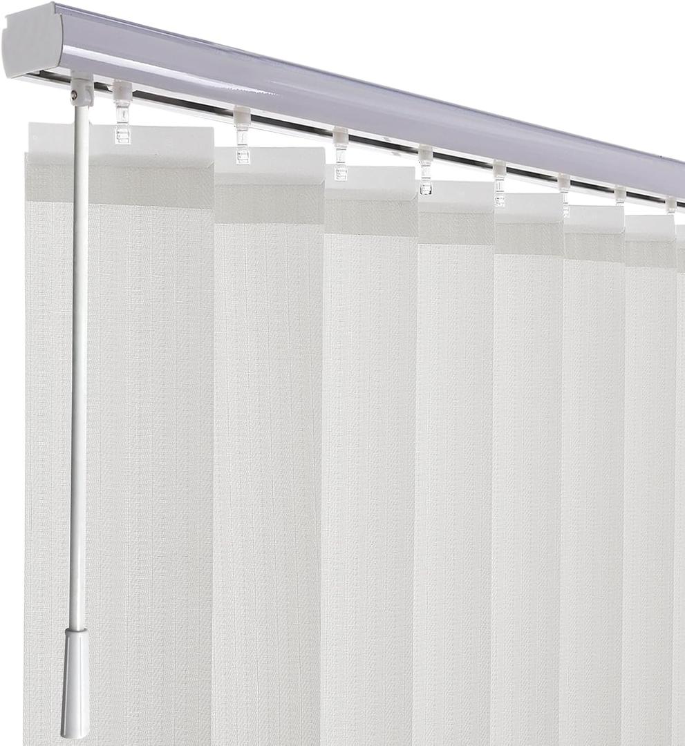 Cordless Vertical White Window Blinds for Home, Light Filtering Privacy Window Shades for Sliding Glass Windows, Made to Order, 40"-160" Wide, White