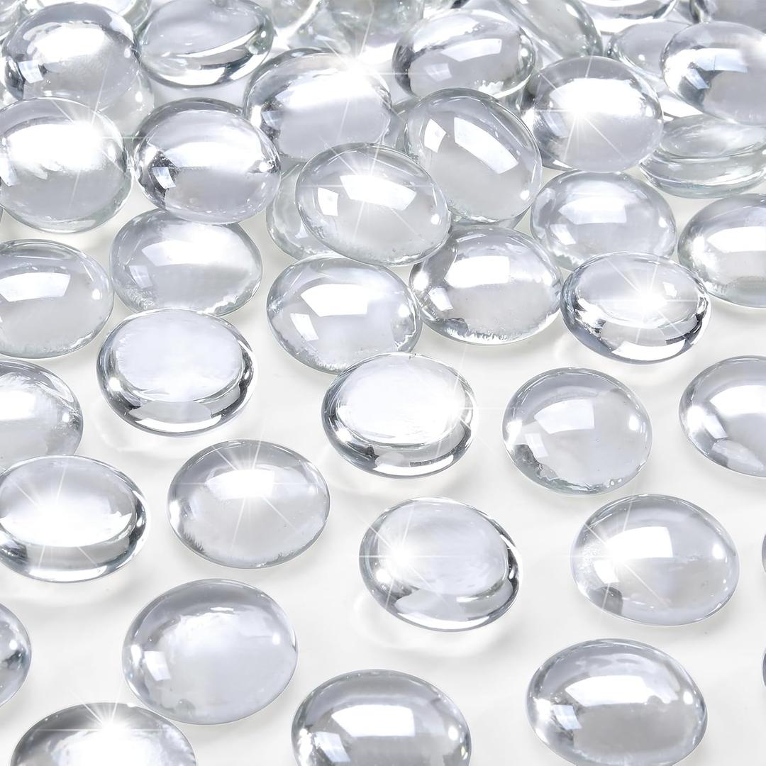 20 Pounds Crystal Clear Fire Glass Beads 3/4 Inch Firepit Gems for Fire Pit Table, Fireplaces, Fire Bowl, Garden Landscaping & DIY Crafts