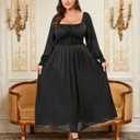 EYWOL Womens Plus Size Formal Wedding Guest Dress,Long Sleeve Elegant Flowy Spring Dresses Maxi Dress for Cocktail Party Prom (Black, XXL)