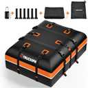 Truckiipa Car Rooftop Cargo Carrier Bag, 20 Cubic Feet Waterproof Roof Cargo Carrier Bag, Soft Shell Car Top Cargo Box for All Vehicles with/Without Racks, Anti-Slip Mat, Door Hooks, Luggage Lock