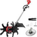 Cordless 2-in-1 Tiller Cultivator & Weed Wacker Compatible with Milwaukee 18V Battery (Tool Only), Ecarke Brushless Electric Garden Tiller Weed Eater, 9" Tilling Width 9.4" Depth for Soil Cultivation