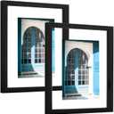 eletecpro 8x10 Floating Picture Frames Set of 2, Clear Double Glass Picture Frames for Wall Mount, Vertical or Horizontal Display Multi-size Photos and Artworks up to 8x10 Inches, Home Decor, Black