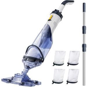 Pool Vacuum for Above Ground Pool, JESIMAIK 18.5 GPM Powerful Suction Handheld Pool Vacuum, 60min Runtime,Telescopic Pole Cordless Pool Vacuum for Above/Inground Pool, Spas, Hot Tubs Cleaning
