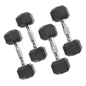 CAP Rubber Coated Dumbbell Weight Set of 2 Pairs. 10 Lbs and 15 LBs