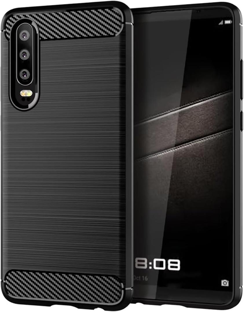 Case for Huawei P30 Case, P 30 ELEL29 ELEL09 Case, Ultra Slim Phone Cover with Shock-Absorption Carbon Fiber TPU Rubber Protective Cases for Huawei P30 Black