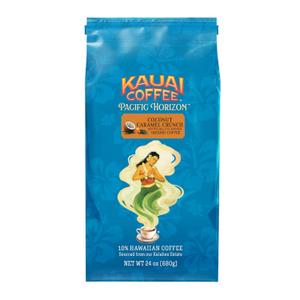 Kauai Coffee Ground Coffee – Smooth, Rich, Medium Roast – Nutty Caramel and Tropical Coconut – Arabica Coffee, 10% Hawaiian with No Bitterness – Coconut Caramel Crunch, 1 Pack of 24oz (EXP 06/10/27)