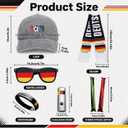 Germany Soccer Fan Gear Set, 7 Pcs 2026 Game Day Accessories with Hat, Scarf, Flag Sunglasses, Wristband, Flag Face Paint & Cheer Sticks, Soccer Party Supplies for Watch Parties