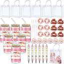 Boao 6 Set Baby Shower Game Prizes for Player Winners Tumblers with Lids Straws Mirrors Hair Scrunchies Pens Hair Clips Gift Bags for Baby Bridal Shower Wedding Game Favors(BBQ)