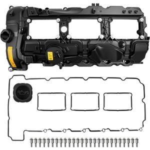 Engine Valve Cover with Oil Filler Cap and Gasket and Bolts Compatible with 2010-2019 530i 740i 740Li X5 X3 X1 X6 135i 235i 328i 335i 435i 535i 640i Replace 11127570292