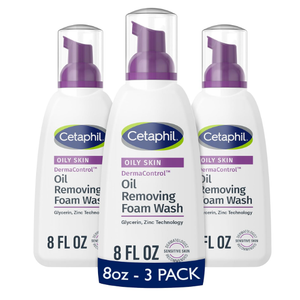 Cetaphil Pro Oil Removing Foam Wash, Foaming Facial Cleanser, Fragrance Free Formula Suitable for Sensitive Skin, 8 Fluid Ounce (Pack of 3)