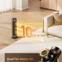 DREO Space Heater for Large Room, 23 Inch Electric Heaters for Indoor Use, 8 Safe Protection Tower, 70° Oscillation, PTC Ceramic with Thermostat and Remote, Quiet, 12H Timer, Bedroom, Office