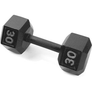 CAP Barbell Cast Iron Hex Dumbbell, Black, Single, 30 lb