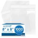 Spartan Industrial - 8" X 8" (1000 Count) Crystal Clear Resealable Cello Poly Bags for Packaging Prints & Photos - Self Seal