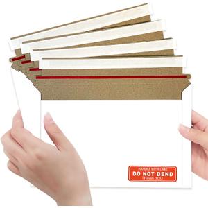 Cheardia 120 Pack Thick White Rigid Mailers with Self Adhesive Seal, 9.5 x 6.2 Inch Cardboard Envelopes Photo Mailers with Label for Protecting Shipping Gift Cards, Documents, Invitations, DVD