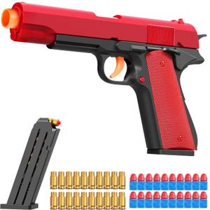 Manual Shell ejecting Pistol Soft Bullet Pellet Toy Gun Ball Blasters Realistic Dart Ammo Fake Prop Look Real Guns Shooting Game for Adults Under 10 Dollars Gifts for Age 12+ Years Old