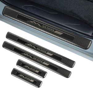 4Pcs Carbon Fiber Car Door Sill Protectors Door Entry Guard Compatible with Toyota Tacoma 4Runner Tundra Rav4 Highlander Sequoia Door Sill Protector Car Accessories -Gray2
