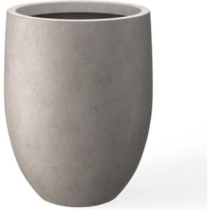 Kante 21.7" H Weathered Concrete Tall Planter, Large Outdoor Indoor Decorative Pot with Drainage Hole and Rubber Plug, Modern Round Style for Home and Garden