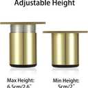 BSTKEY 4Pcs 2 Inch Aluminum Alloy Furniture Cabinet Legs - Adjustable Replacement Legs for Furniture Cabinet Foot Legs Sofa Bed Desk Table Feet Support, Gold