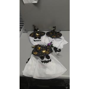 3 Packs Halloween Decorations Outdoor, Hanging Ghosts String Lights Halloween Decor, Spooky Cute Glowing Ghost Witch Hat Lights 3 Modes for Patio Yard Front Porch Tree House Party(18 Batteries)