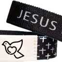 2 x Bible Verse Bracelets With NFCChristian Daily Bible Verse Bracelet for Women Men TeensWearable Scan God Scripture Bracelets Wristbands Religious Halloween Christmas Gifts (Black)