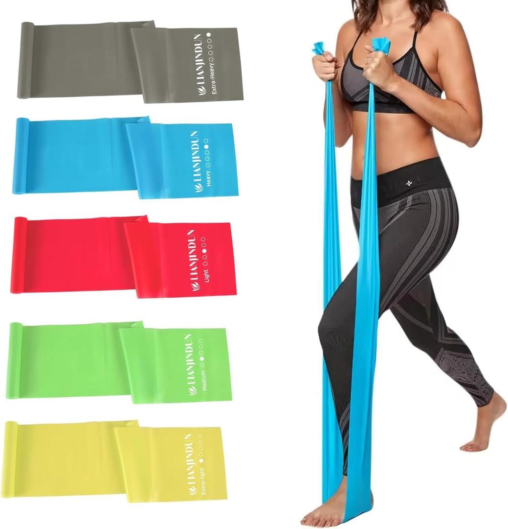 Lianjindun 5 Pcs Professional Resistance Bands. Latex-Free, Pilates Band, Work Out Bands, Stretch Bands for Working Out Women or Men, Exercise Bands Set for Pilates, Physical Therapy, Yoga