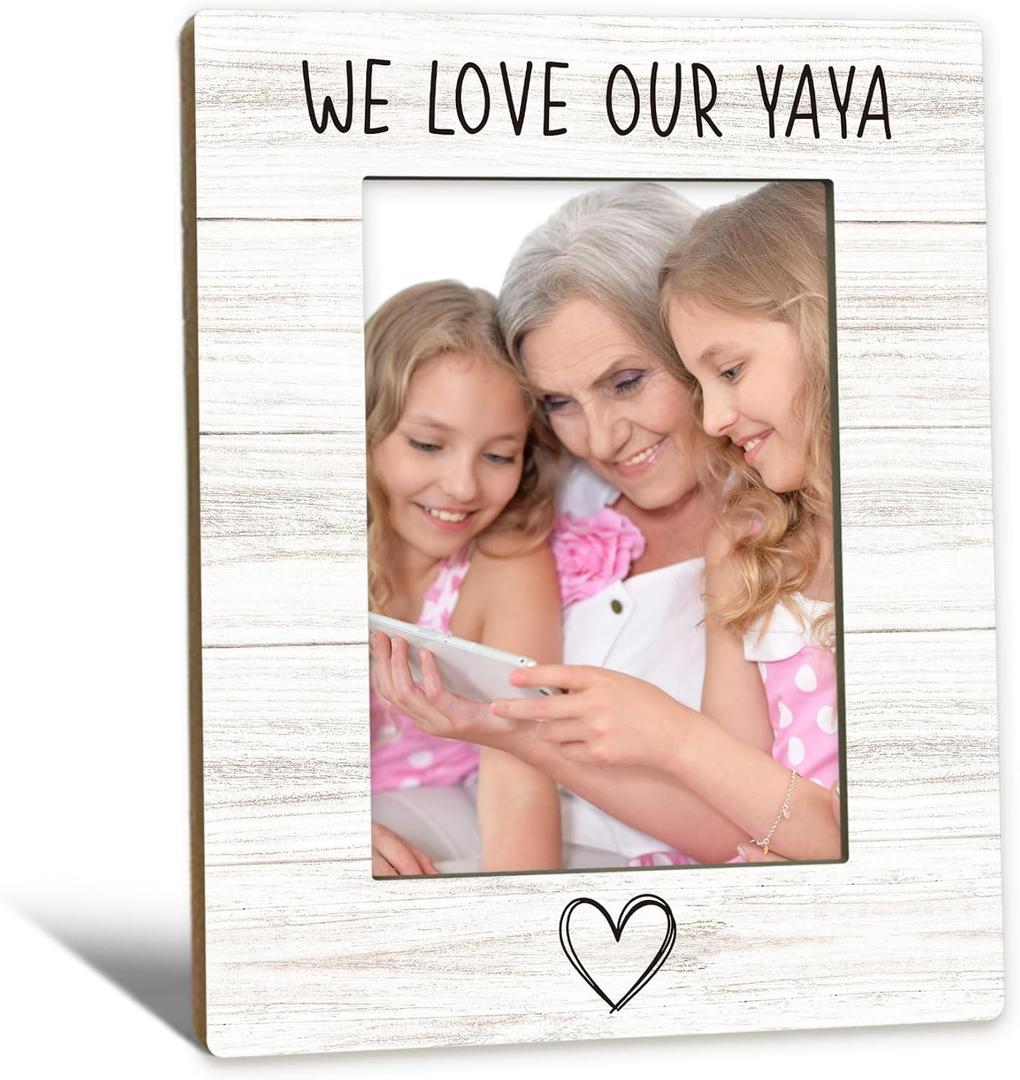 Yaya Gifts Picture Frame 5x7, YayaGrandma Photo Frame, Christmas Mothers Day Birthday Gift for YayaGrandma from Grandkids, We Love Our Yaya Wooden Picture Photo Frames for Desk Home Room Decor