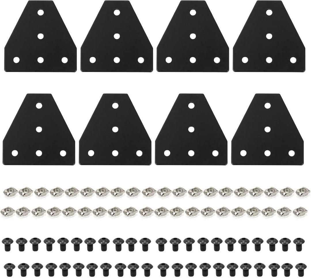 2020 Aluminum Extrusion Connector Bracket Set Included 8PCS Joint Plates,1Pcs M3 Wrench,40Pcs M5 T-Slot Nuts and 40Pcs M5x8mm Hex Socket Cap Screw for 2020 Series Aluminum Profile 3D Printer (20B)