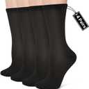 Compression Crew Socks for Women Thin Lightweight (15-20 mmHg) for Athletic Nurses Circulation Support Socks, 4 Pairs (Small-Medium, 02- Black)