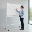A AIRLLEN Large White Board 48" W x 32" H - Mobile Rolling White Board on Wheels, Dry Erase Display for Home, Office, School (White Frame)