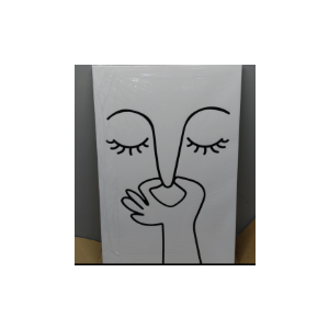 IAFWZX Framed Funny Bathroom Wall Art, Abstract Humor Toilet Wall Decor, Minimalist Face Line Canvas Painting, Modern Black and White Bathroom Poster Print for Restroom Guest Bedroom 16"x24"