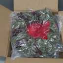 12 Pcs Christmas Kitchen Cabinet Wreaths with Red Berries and Ribbon 13'' Small Christmas Wreath Decorations with Farmhouse Decoration Artificial Hanging Garlands for Front Door Window Wall