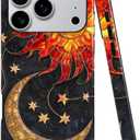 Case for iPhone 17 Pro,Fits Glossy Case Design for Girl Women,Celestial Stained Glass Sun Moon Star